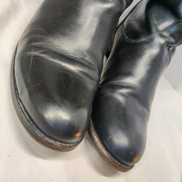 Frye Melissa Black Smooth Leather Knee High Button Back Zip Riding Boots 8 - Picture 13 of 15